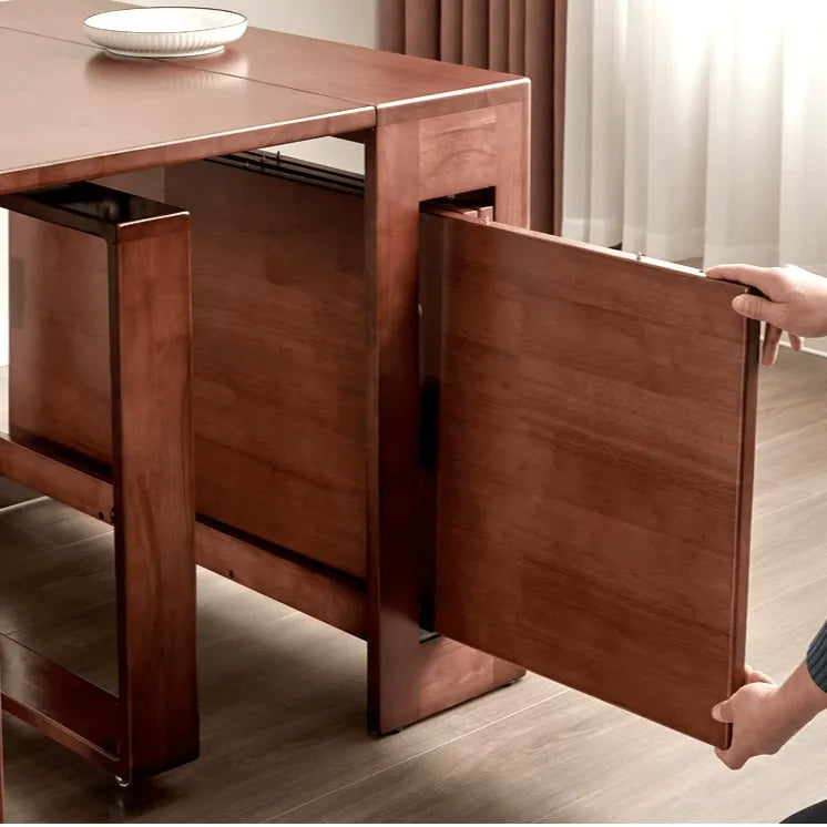 Coco Slim Dining Table, Solid Wood Extendable Storage Design for Small Spaces
