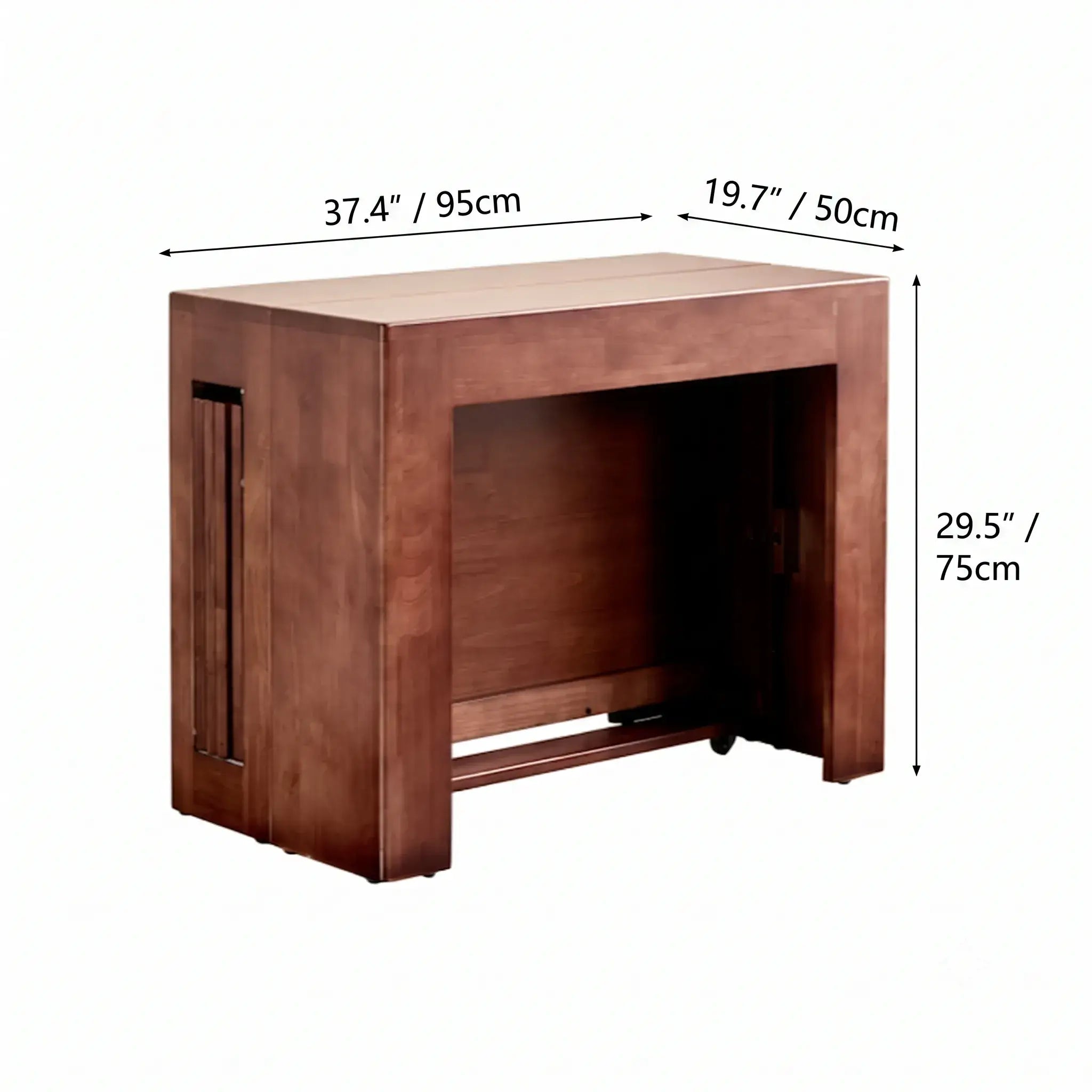 Coco Slim Dining Table, Solid Wood Extendable Storage Design for Small Spaces