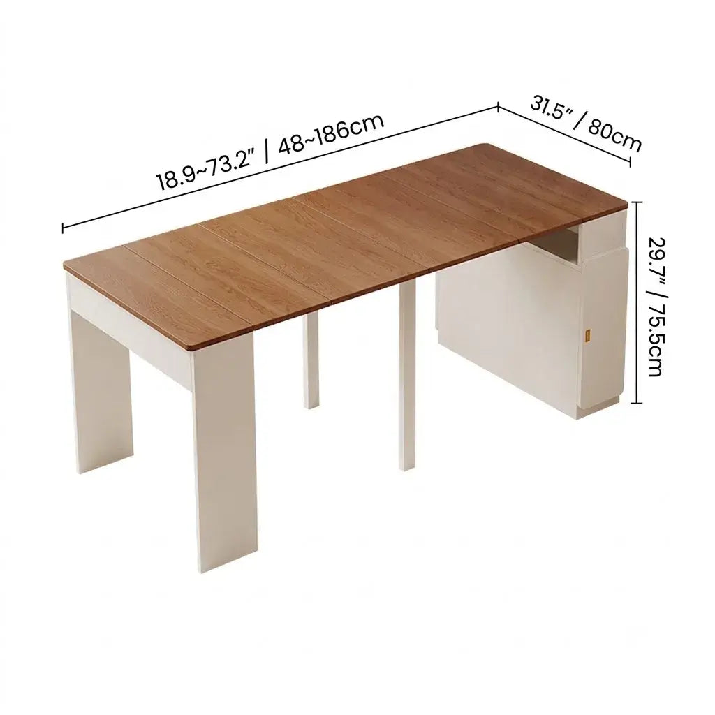 Coco Slim Dining Table With Extendable Storage Island and Outlet