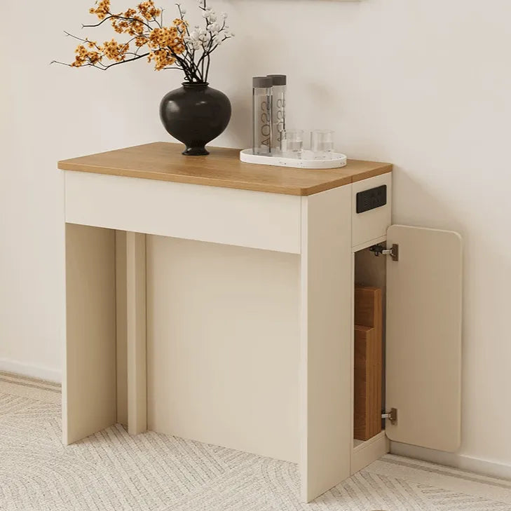 Coco Slim Dining Table With Extendable Storage Island and Outlet