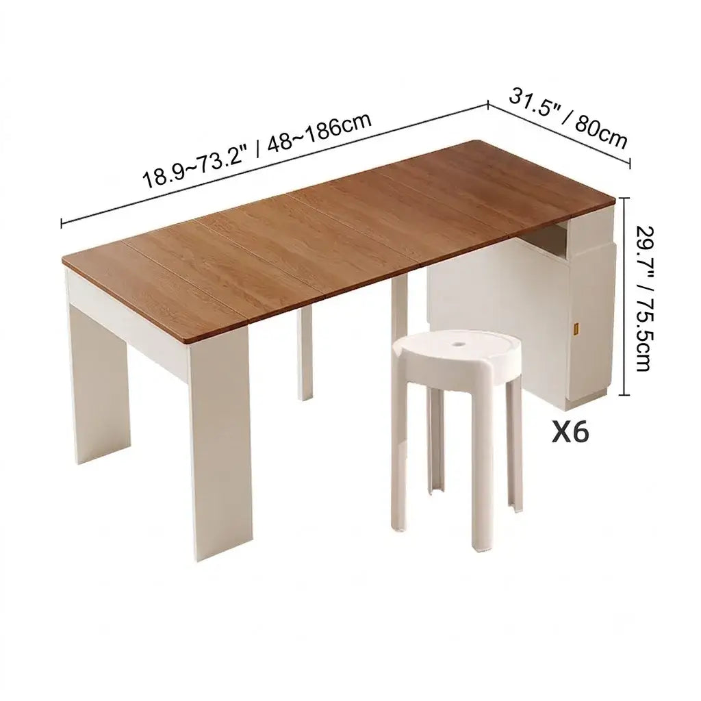Coco Slim Dining Table With Extendable Storage Island and Outlet