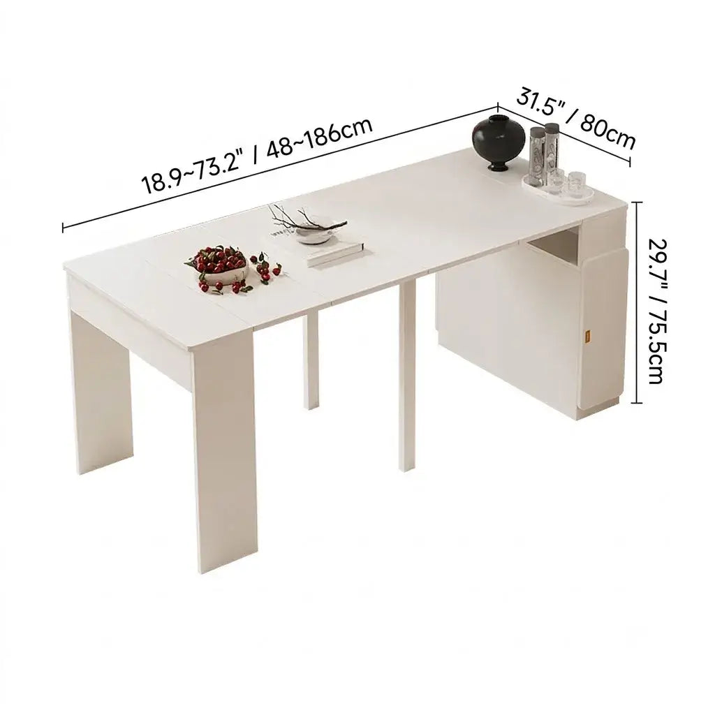 Coco Slim Dining Table With Extendable Storage Island and Outlet