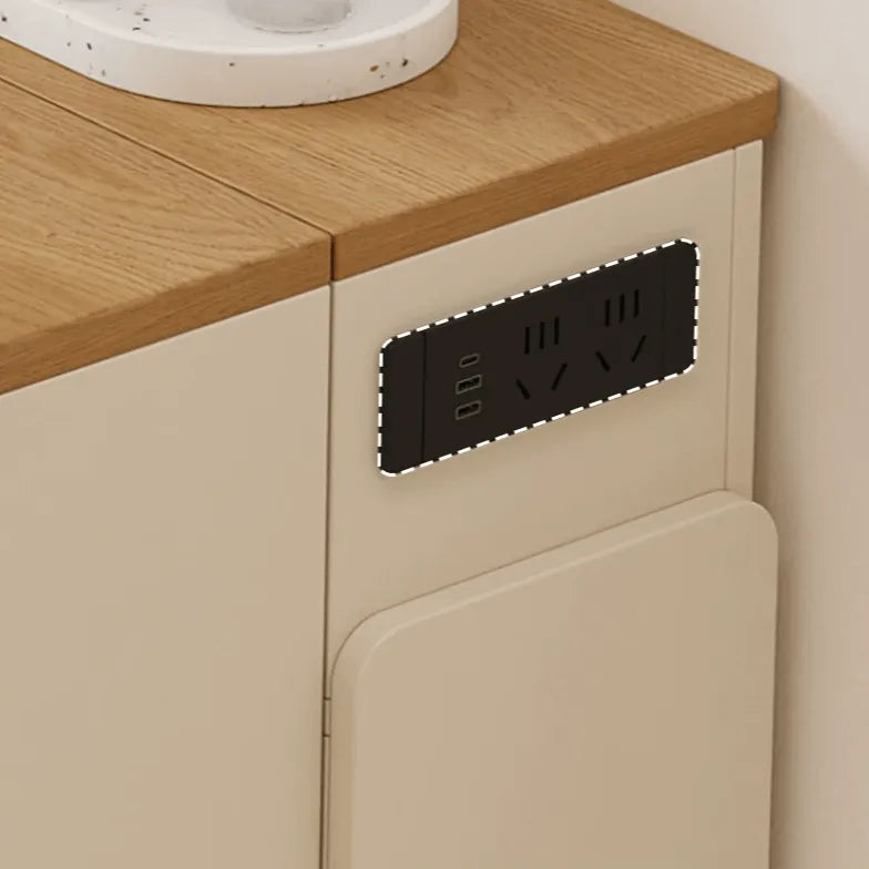 Coco Slim Dining Table With Extendable Storage Island and Outlet