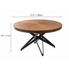 Coco Slim Extendable Table, Round Wood Dining Design With Brass Legs Dimensions