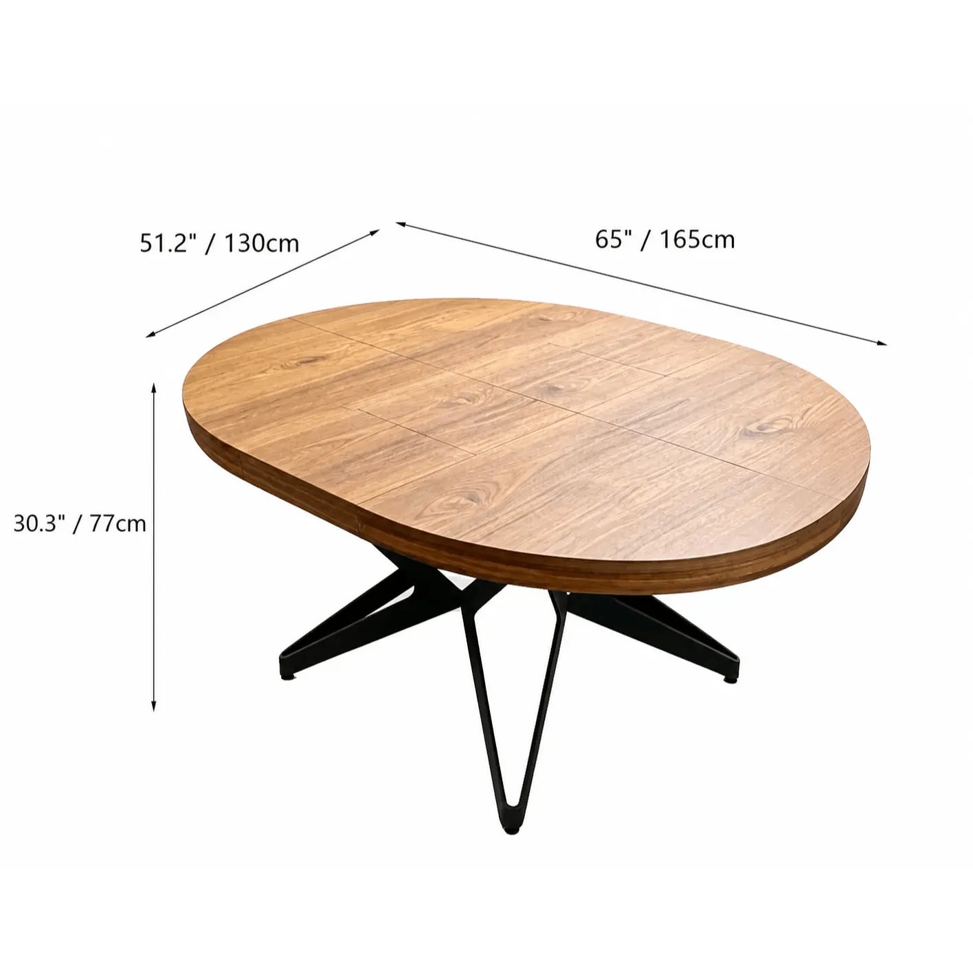 Coco Slim Extendable Table, Round Wood Dining Design With Brass Legs Dimensions