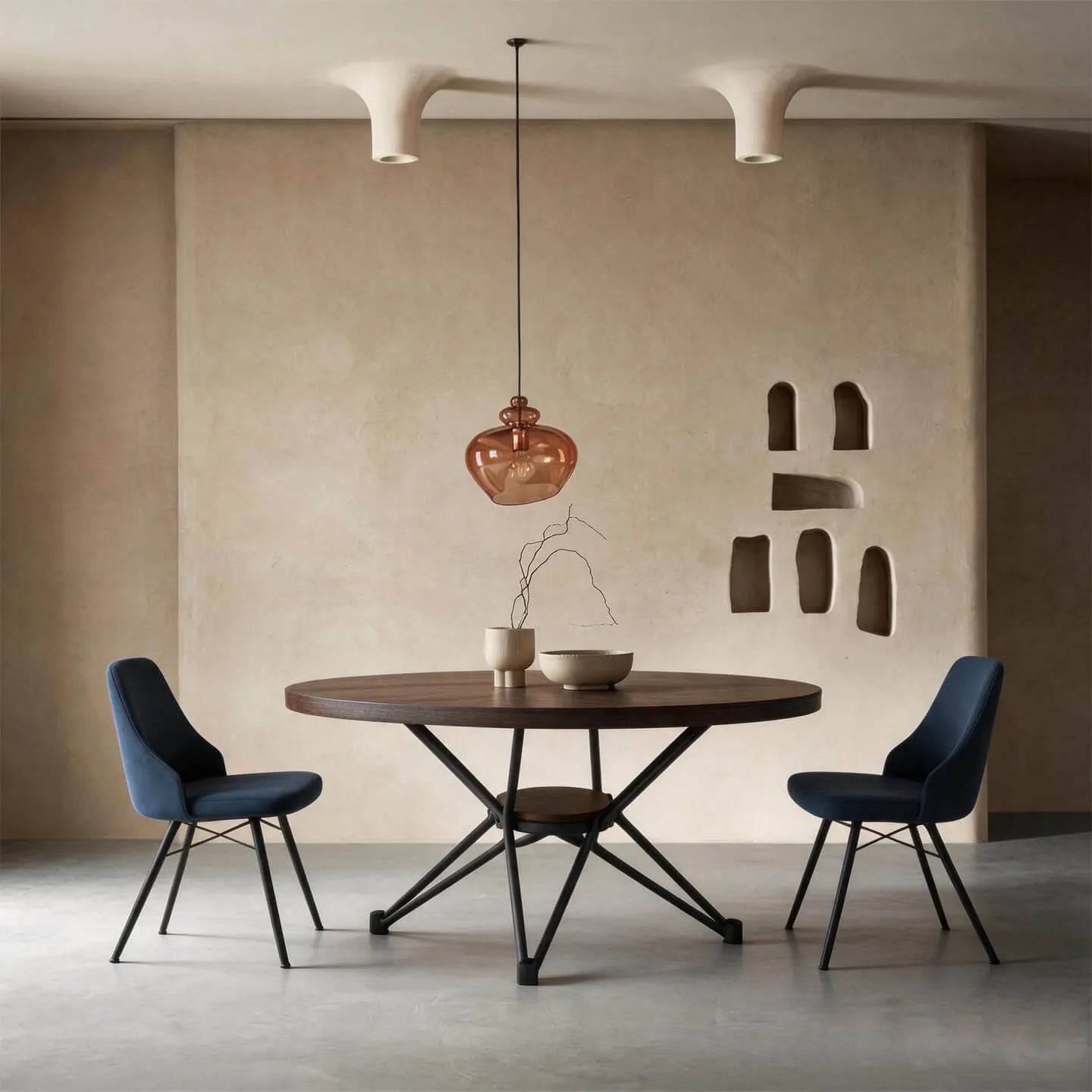 Coco Slim Walnut Extendable Table With Sculptural Starburst Base