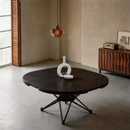 Coco Slim Walnut Extendable Table With Sculptural Starburst Base