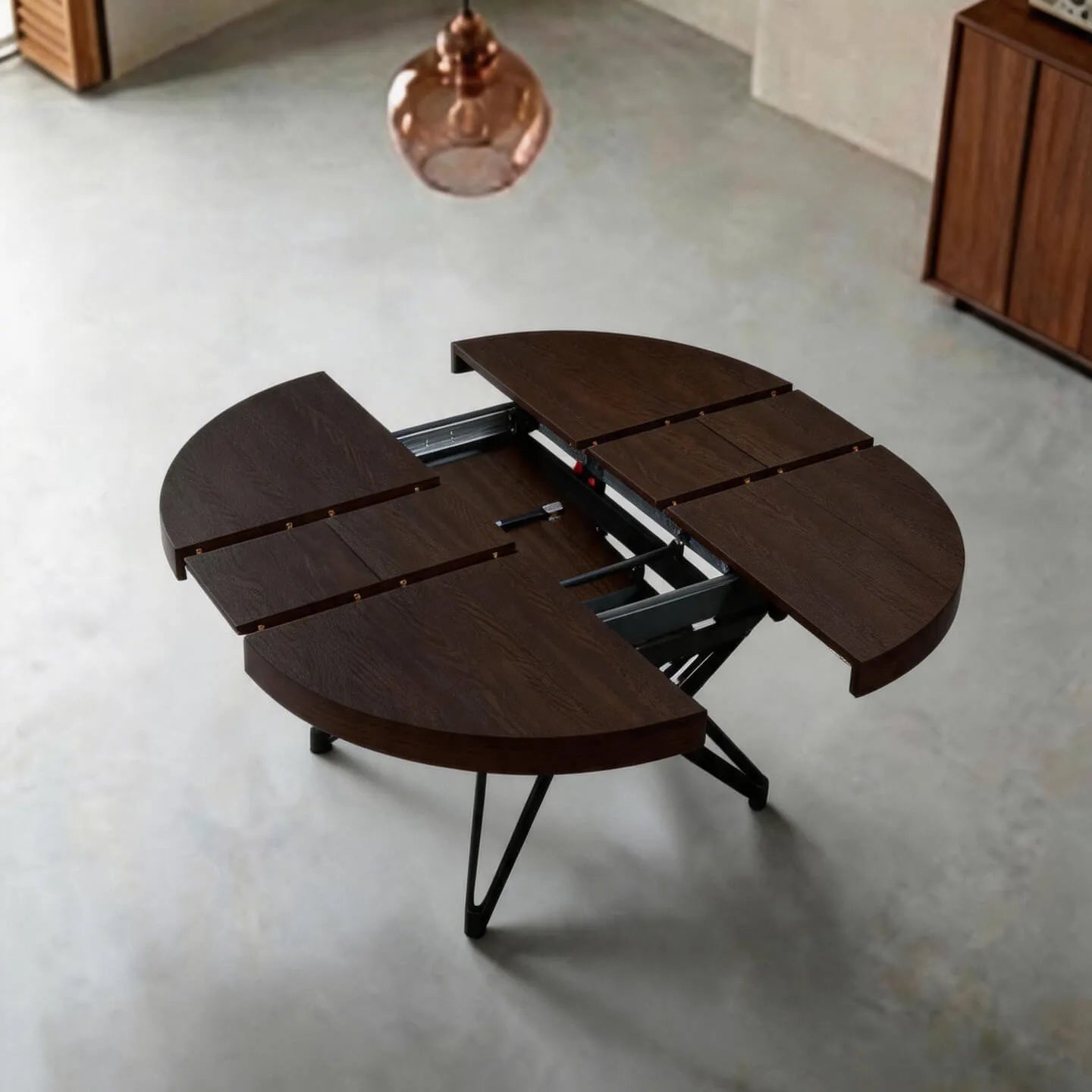 Coco Slim Walnut Extendable Table With Sculptural Starburst Base Secondary image