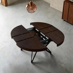 Coco Slim Walnut Extendable Table With Sculptural Starburst Base