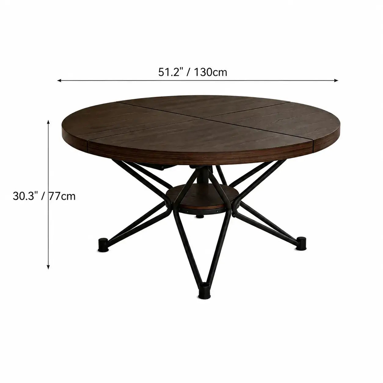 Coco Slim Walnut Extendable Table With Sculptural Starburst Base Dimensions