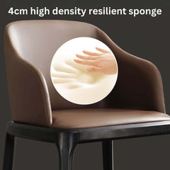 Minimalist Luxury Single Dining Chair in Coffee Brown Leather