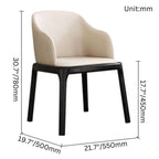 Durable coffee brown leather dining chair with whitewax wood frame, single seat dimensions