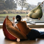 Color-Block Corduroy Bean Bag Lounge Seat with French Tassel Trim