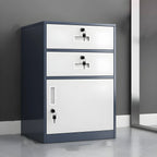 Color-Block Metal File Cabinet With Locking Drawer and Door