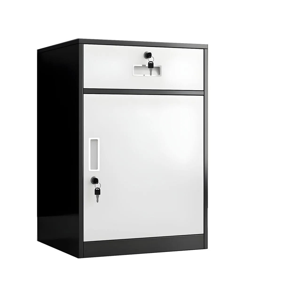 Color-Block Metal File Cabinet With Locking Drawer and Door