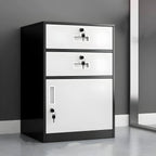 Color-Block Metal File Cabinet With Locking Drawer and Door