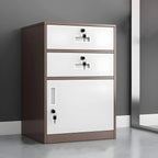 Color-Block Metal File Cabinet With Locking Drawer and Door