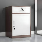 Color-Block Metal File Cabinet With Locking Drawer and Door
