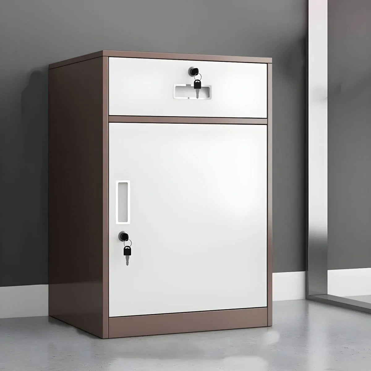 Color-Block Metal File Cabinet With Locking Drawer and Door