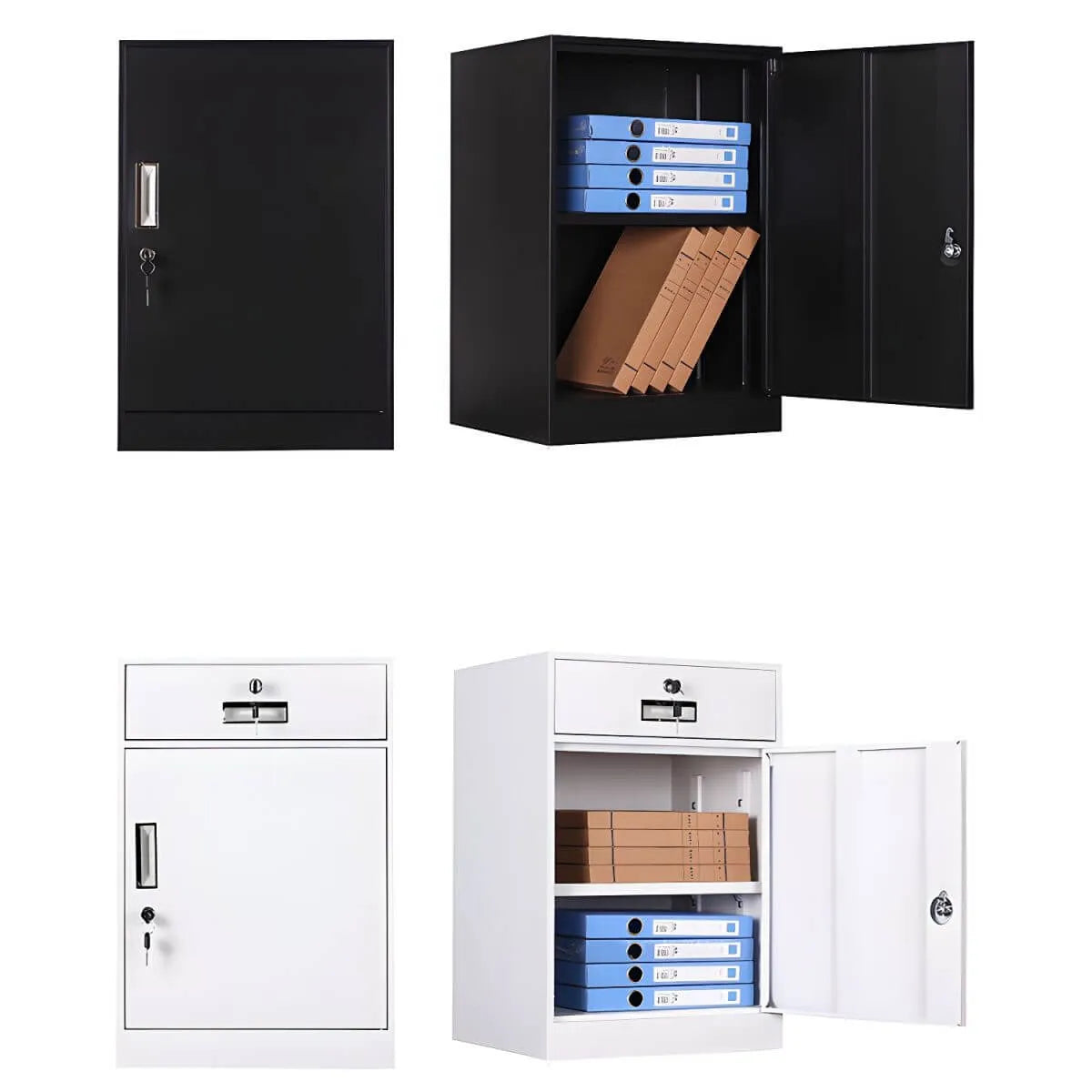 Color-Block Metal File Cabinet With Locking Drawer and Door