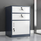 Color-Block Metal File Cabinet With Locking Drawer and Door