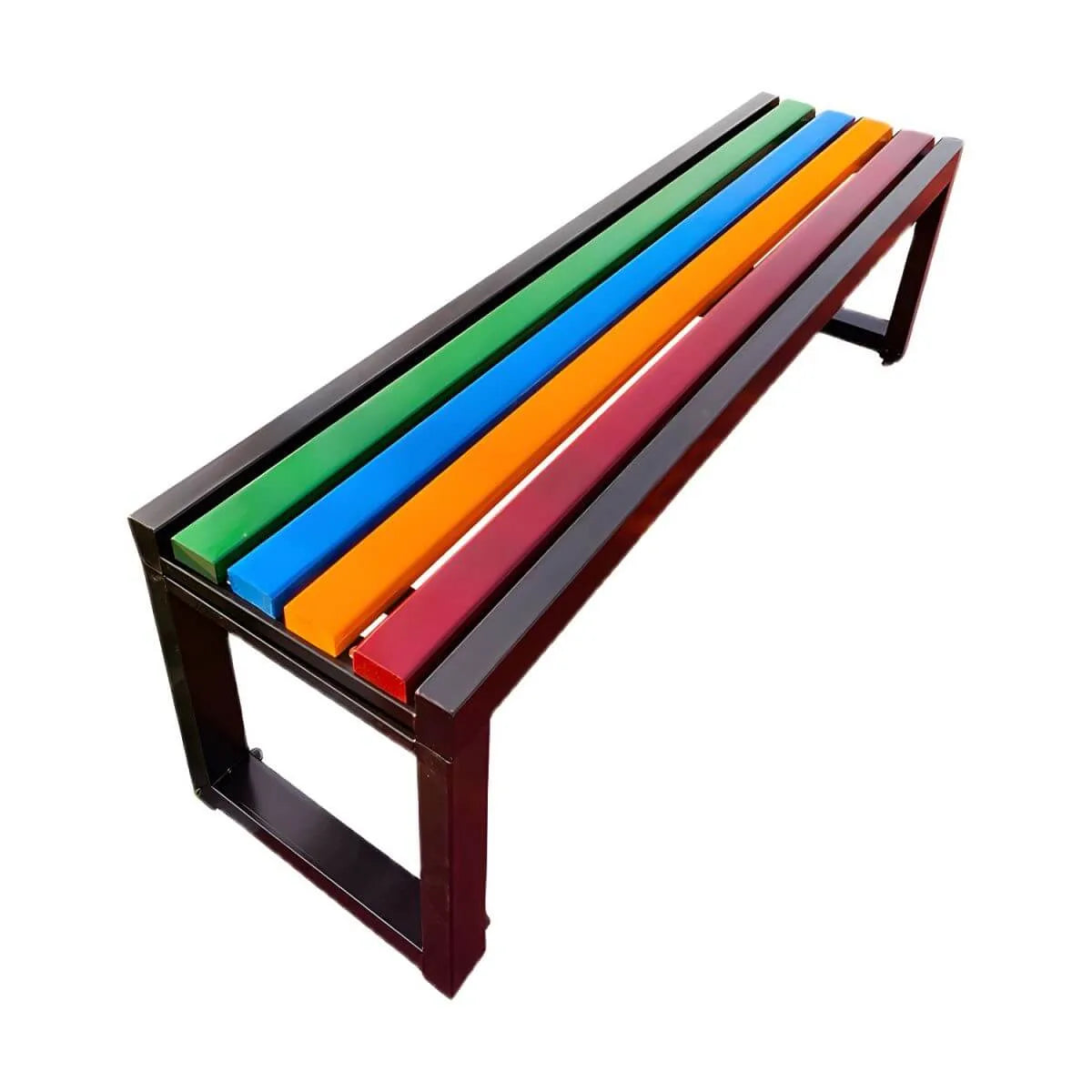 Color-Block Pine Bench with Powder-Coated Metal Frame – cocochairs