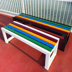 Color-Block Pine Bench with Powder-Coated Metal Frame