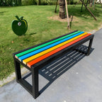 Color-Block Pine Bench with Powder-Coated Metal Frame