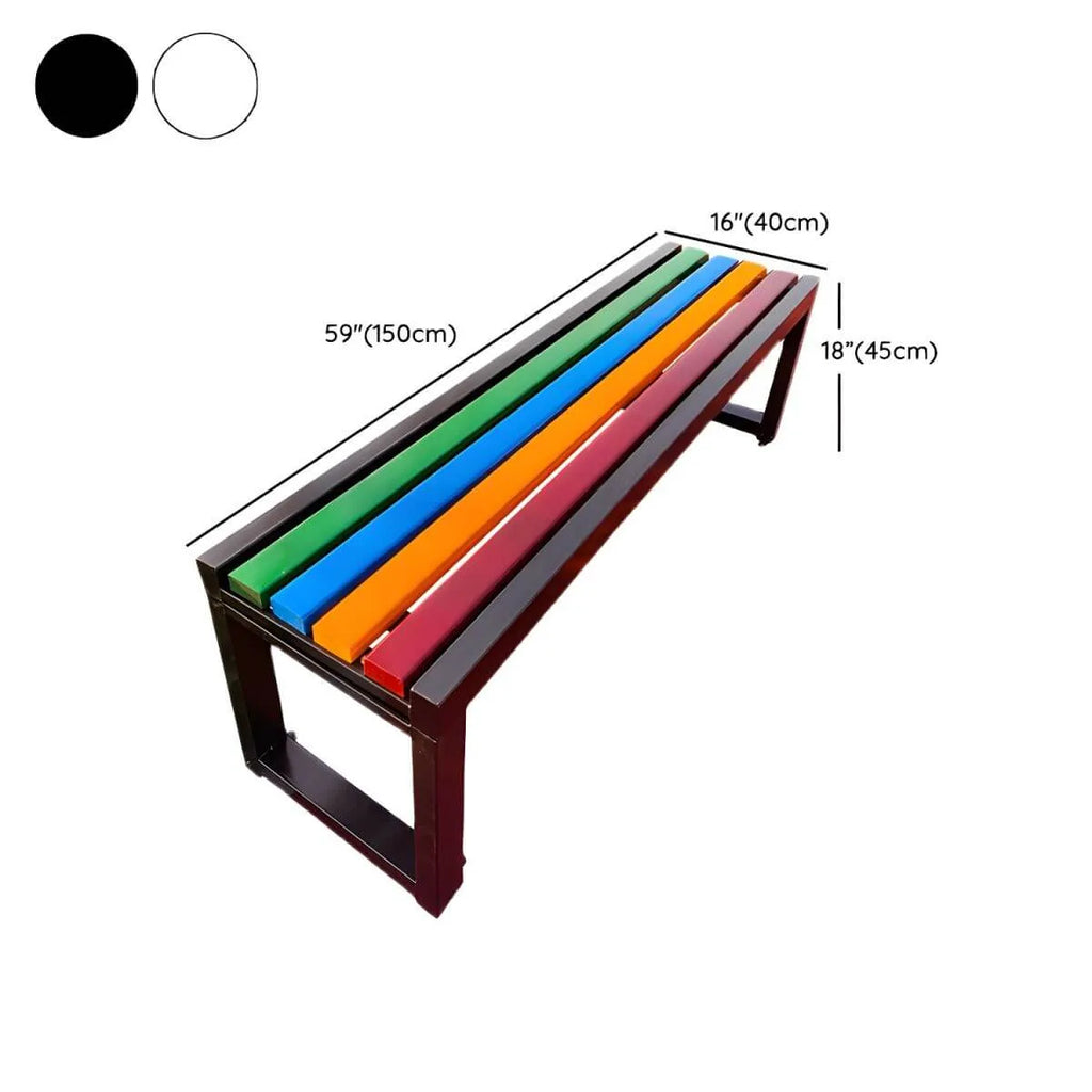Color-Block Pine Bench with Powder-Coated Metal Frame Dimensions