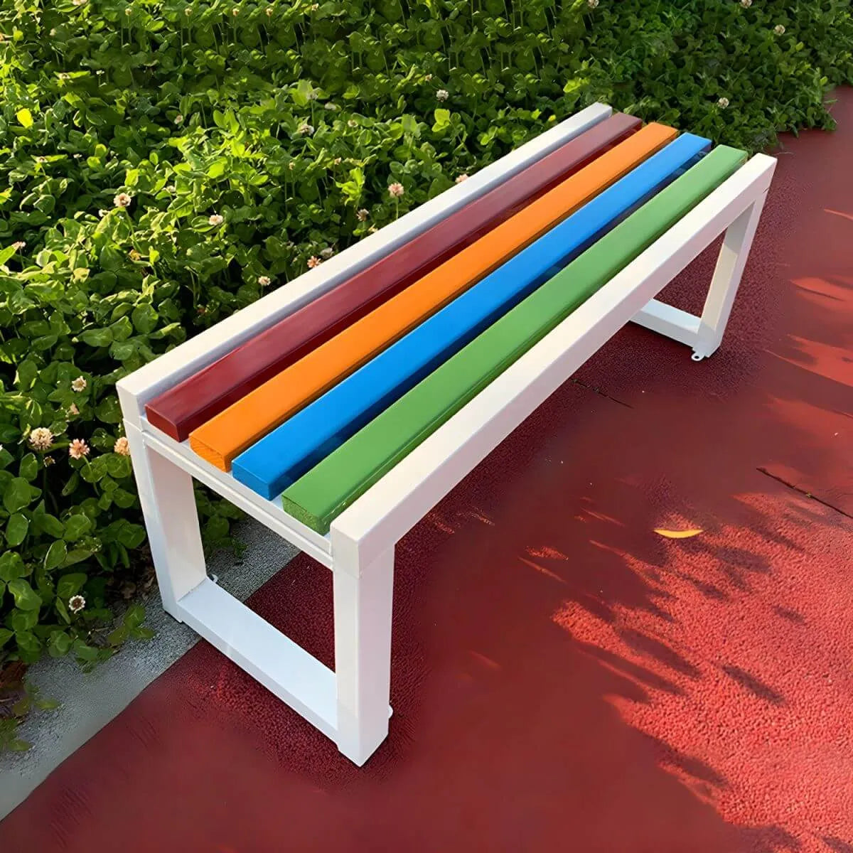 Color-Block Pine Bench with Powder-Coated Metal Frame Main Product Image Main image