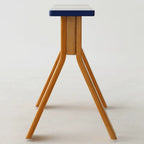 Color-Block Wooden Indoor Bench with Rounded Edges and Splayed Legs
