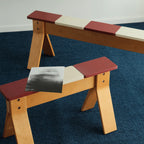 Color-Block Wooden Indoor Bench with Rounded Edges and Splayed Legs