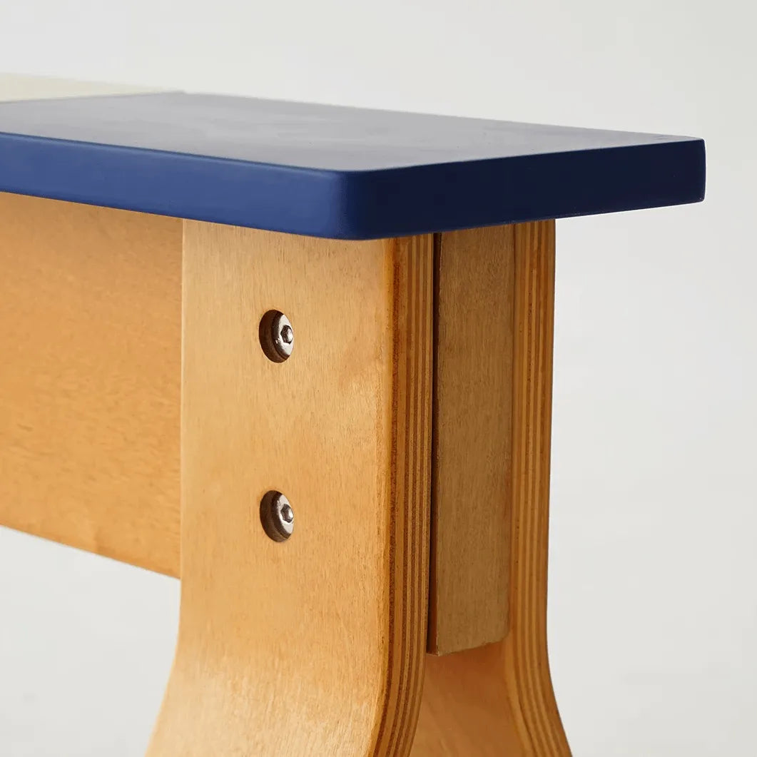 Color-Block Wooden Indoor Bench with Rounded Edges and Splayed Legs