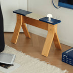 Color-Block Wooden Indoor Bench with Rounded Edges and Splayed Legs