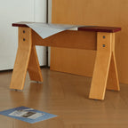 Color-Block Wooden Indoor Bench with Rounded Edges and Splayed Legs