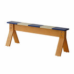 Color-Block Wooden Indoor Bench with Rounded Edges and Splayed Legs