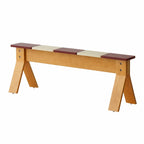 Color-Block Wooden Indoor Bench with Rounded Edges and Splayed Legs