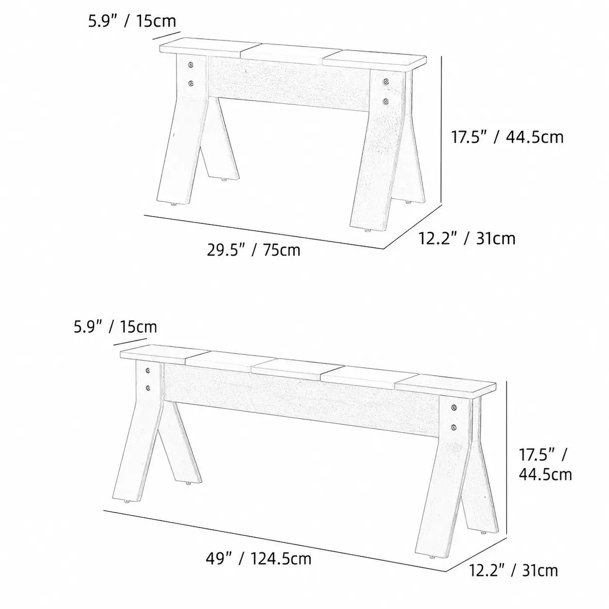 Color-Block Wooden Indoor Bench with Rounded Edges and Splayed Legs Dimensions