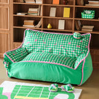 Colorblock Plush Floor Sofa with Rounded Arms for Reading Nooks