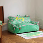 Colorblock Plush Floor Sofa with Rounded Arms for Reading Nooks