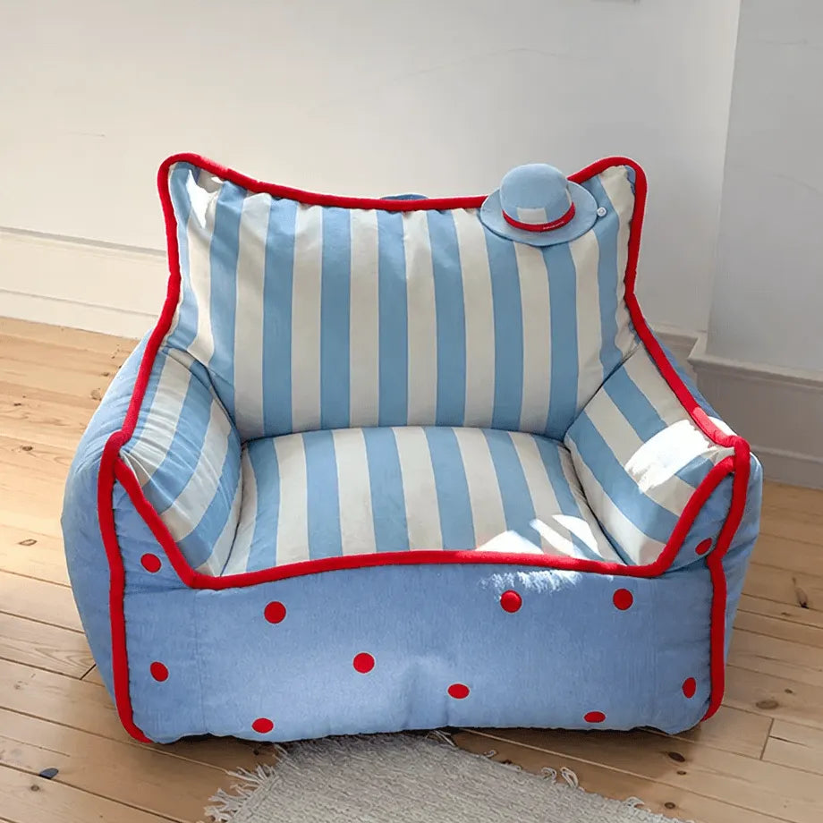 Colorblock Plush Floor Sofa with Rounded Arms for Reading Nooks