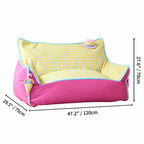 Colorblock Plush Floor Sofa with Rounded Arms for Reading Nooks Dimensions