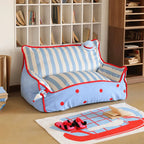 Colorblock Plush Floor Sofa with Rounded Arms for Reading Nooks Main Product Image