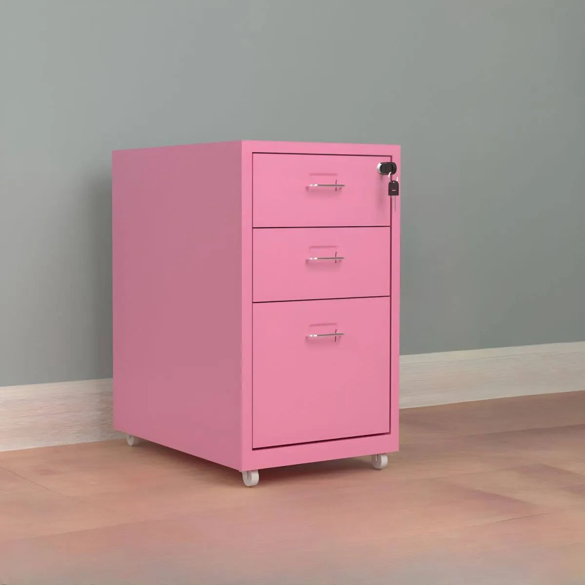 Colorful Locking Metal Filing Cabinets With Casters and Drawers