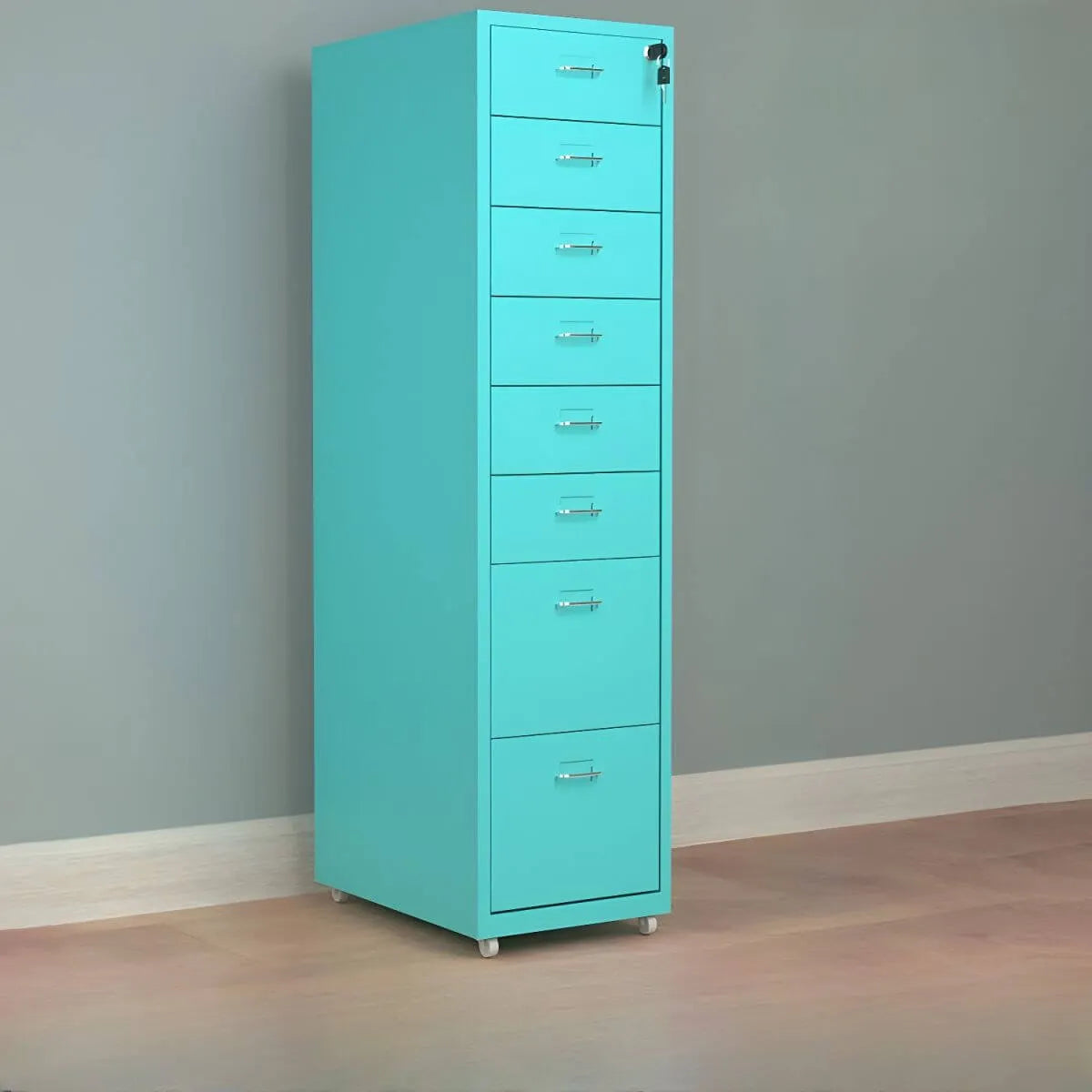 Colorful Locking Metal Filing Cabinets With Casters and Drawers