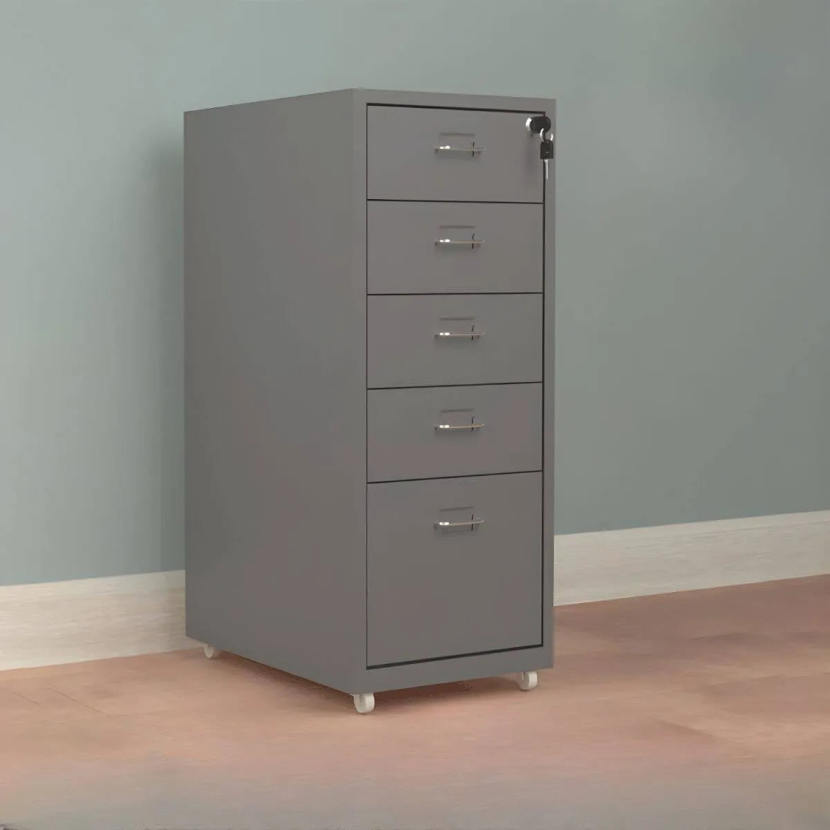 Colorful Locking Metal Filing Cabinets With Casters and Drawers
