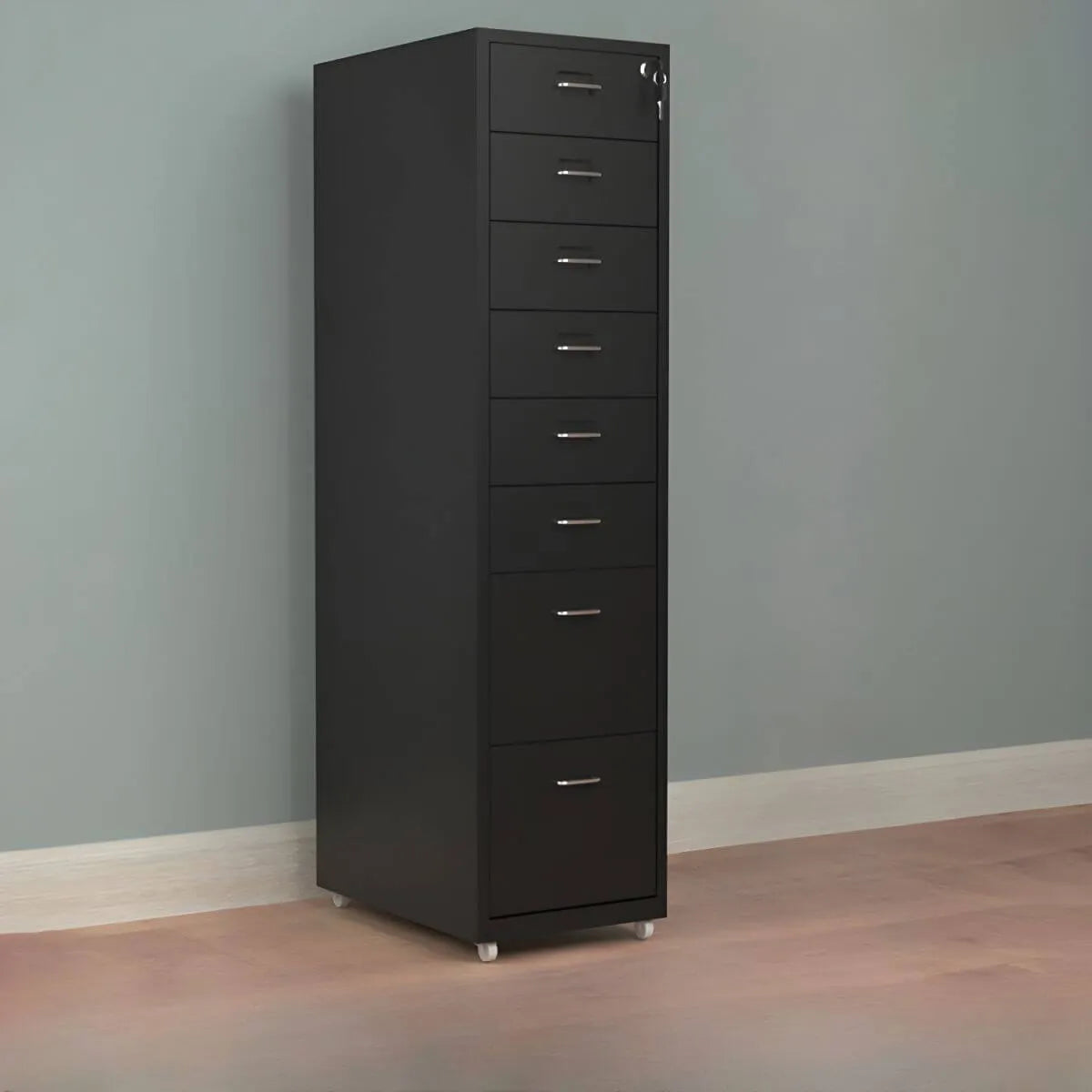 Colorful Locking Metal Filing Cabinets With Casters and Drawers