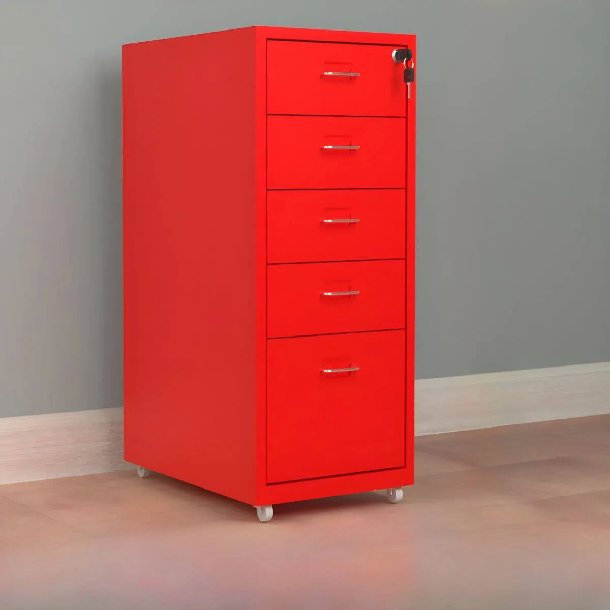 Colorful Locking Metal Filing Cabinets With Casters and Drawers