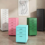 Colorful Locking Metal Filing Cabinets With Casters and Drawers