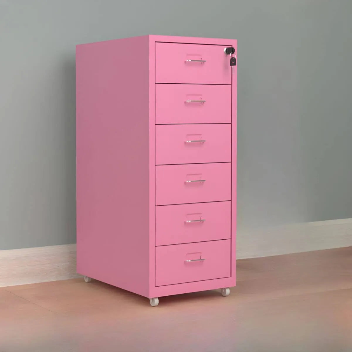 Colorful Locking Metal Filing Cabinets With Casters and Drawers